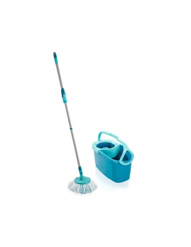 Leifheit Set Clean Twist Disc Mop Mobile 52102 - Fregona Microfibra, Cubo De 6l Con Carro, Escoba