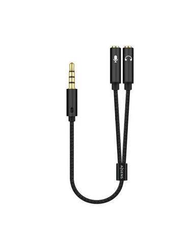 Aisens Cable Adaptador Audio Jack 3.5 4 Pines/m-2xjack 3.5 3 Pines/h - 25cm - Negro