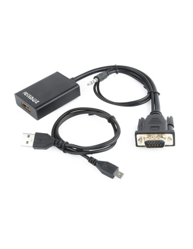 Gembird adaptador Vga A Hdmi Con Audio jack  3.5mm 0.15m negro a-vga-hdmi-01