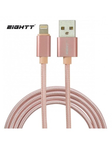 Eightt Cable Usb A Lightning Metal Flex Nilon Rosa 1m Trenzado