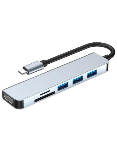 Hub Usb-c 7 En 1 Con Hdmi + 2x Usb 3.0 + Usb-c + Usb-c Pd + Sd/tf