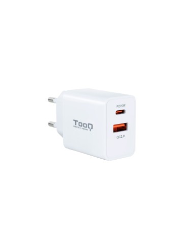 Tooq Cargador De Pared Usb 3.0 18w, Usb-c 20w - Carga Rapida - Blanco