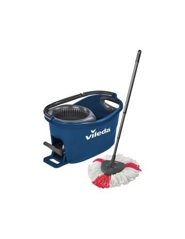 Vileda Juego De Fregona Turbo Easy Wring & Clean Box, Fregona Azul/negro, Incluye Centrifugador Eléctrico Y Pedal 167756