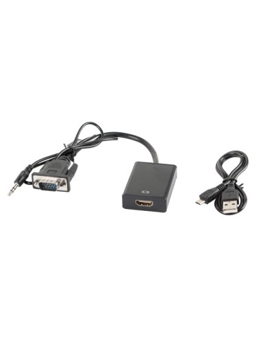 Lanberg Adaptador Vga A Hdmi Macho / Hembra Con Audio Ad-0021-bk Cable 20cm