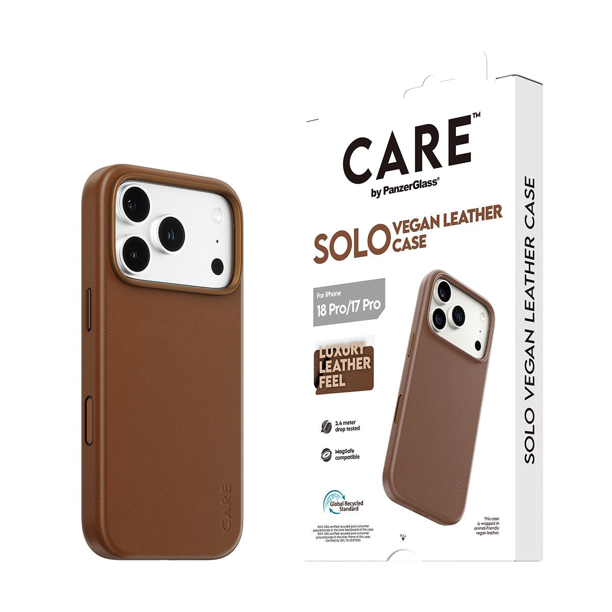 Panzerglass Care Solo Vegan Leather Case Brown W. Magsafe Iphone 18 Pro/ 17 Pro