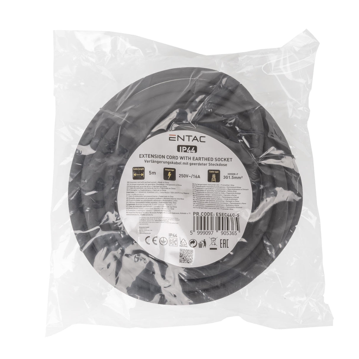 Entac Verlängerungscable 5m Negro Ip44