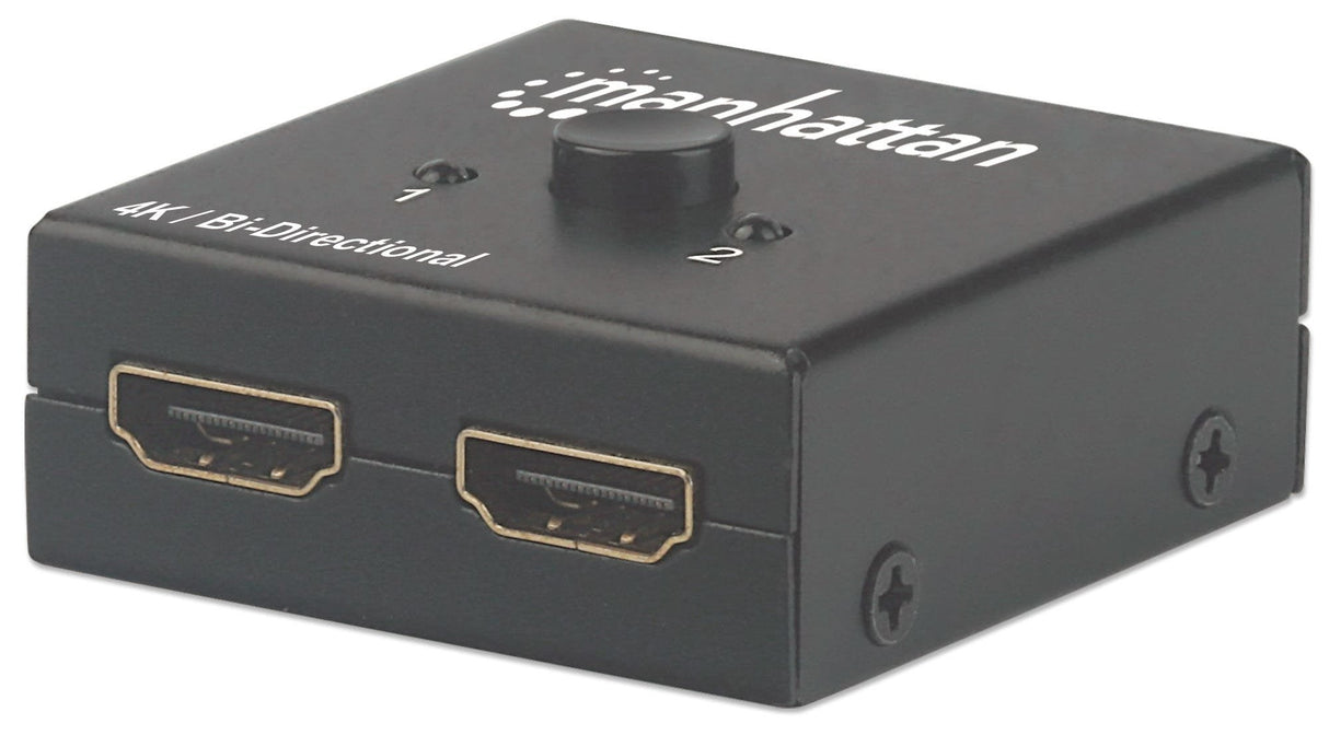 Manhattan 4k Bi-Directional Hdmi Splitter Switch 2-Port 4k30hz Manual Selection Passive No Power Required Black