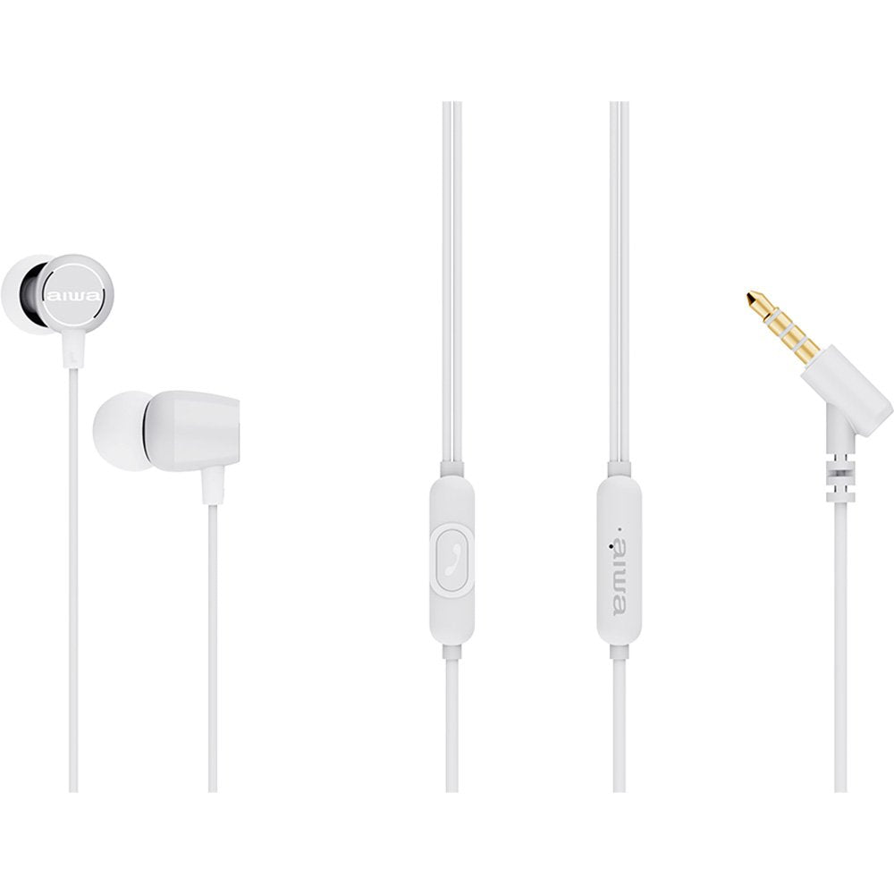 Auriculares Intrauditivos Aiwa Estm-30wt Con Micrófono Jack 3.5 Blanco