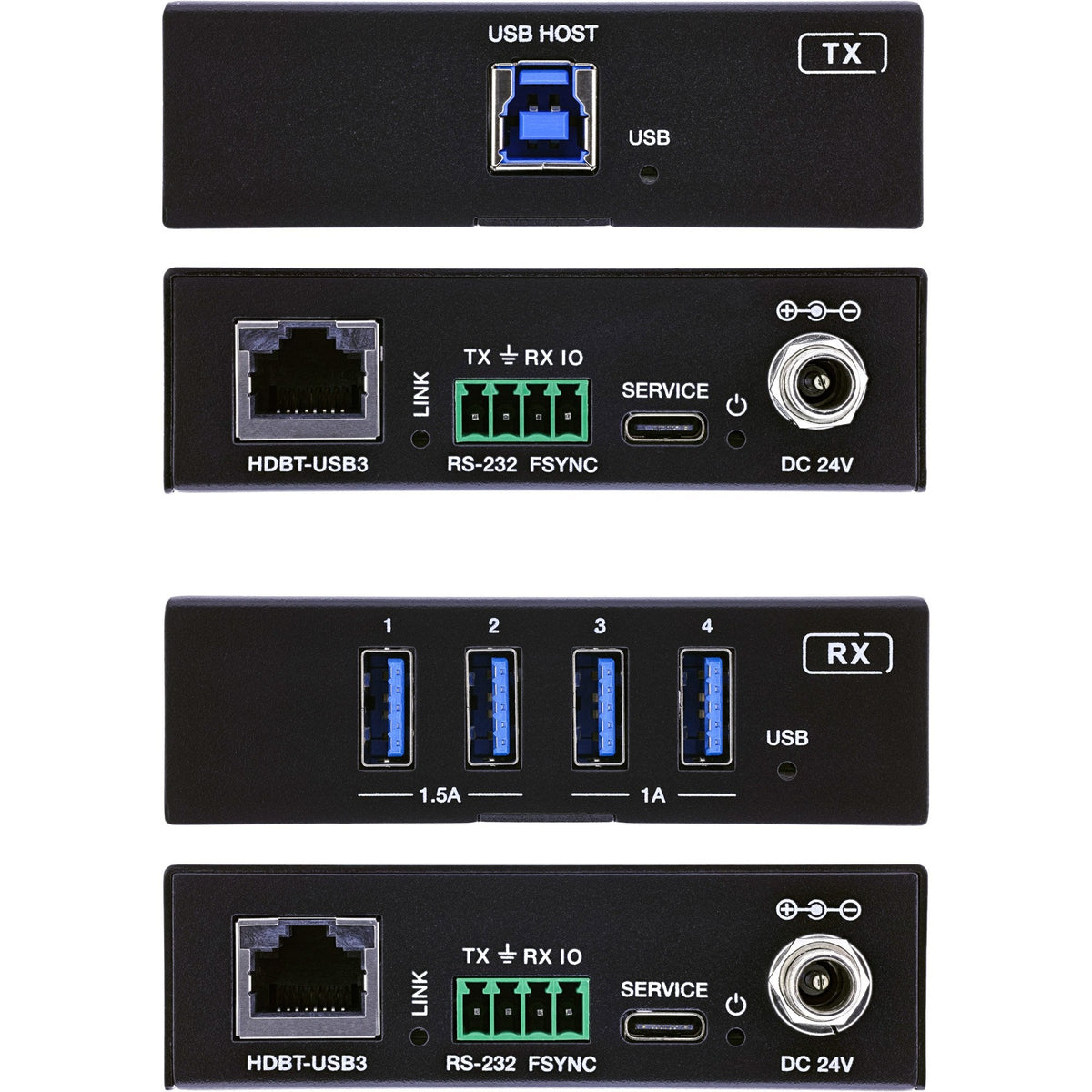 Extensor Usb, Cat.6, Usb 3.2, 100 M,Set, Receptor Con 4 Puertos Usb-A