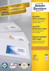 Avery Zweckform 3666 Self-Adhesive Label White Rectangle Permanent 6500 Pc(S)