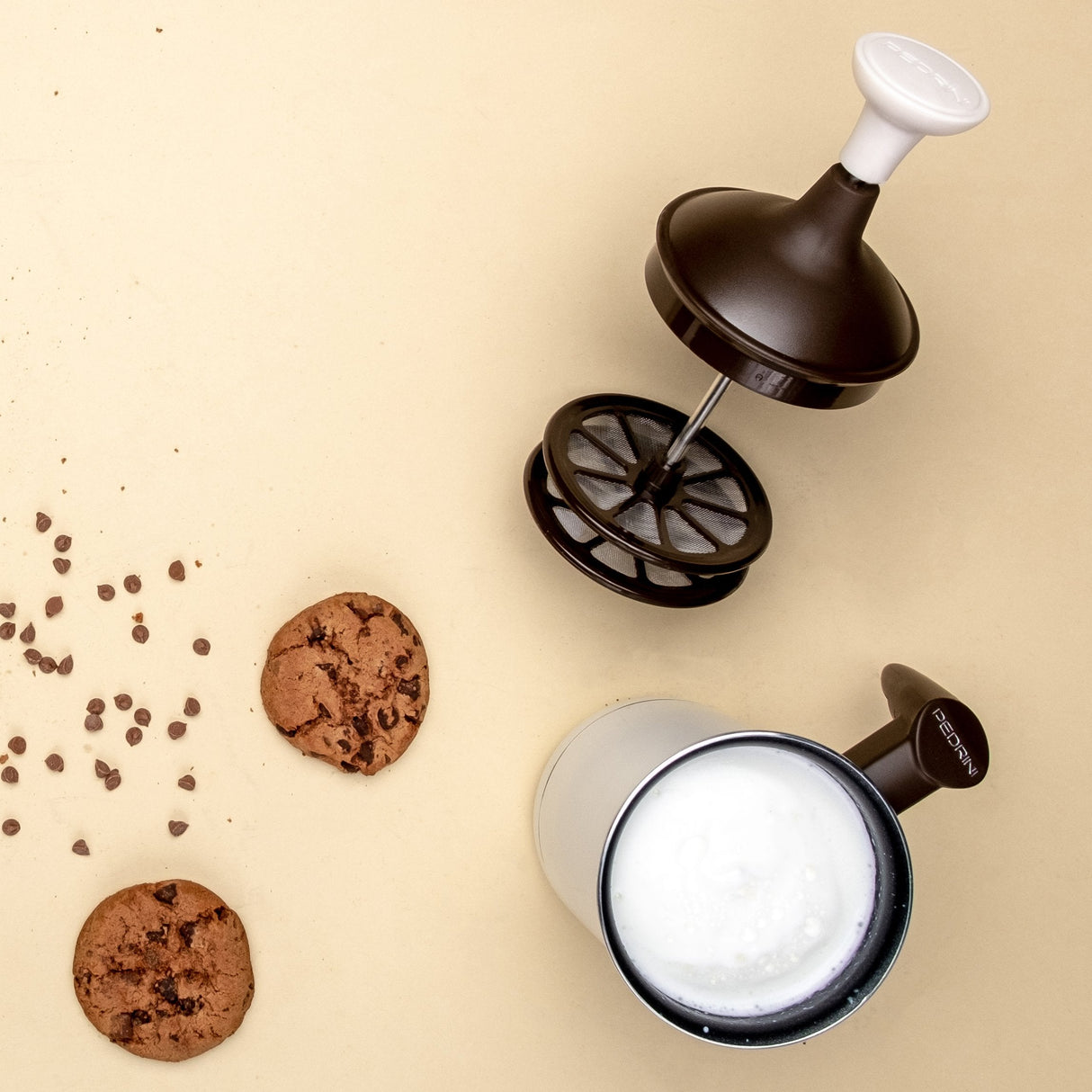 Espumador Pedrini 02cf043 Para Leche Espumador De Leche De Mano Marrón, Blanco