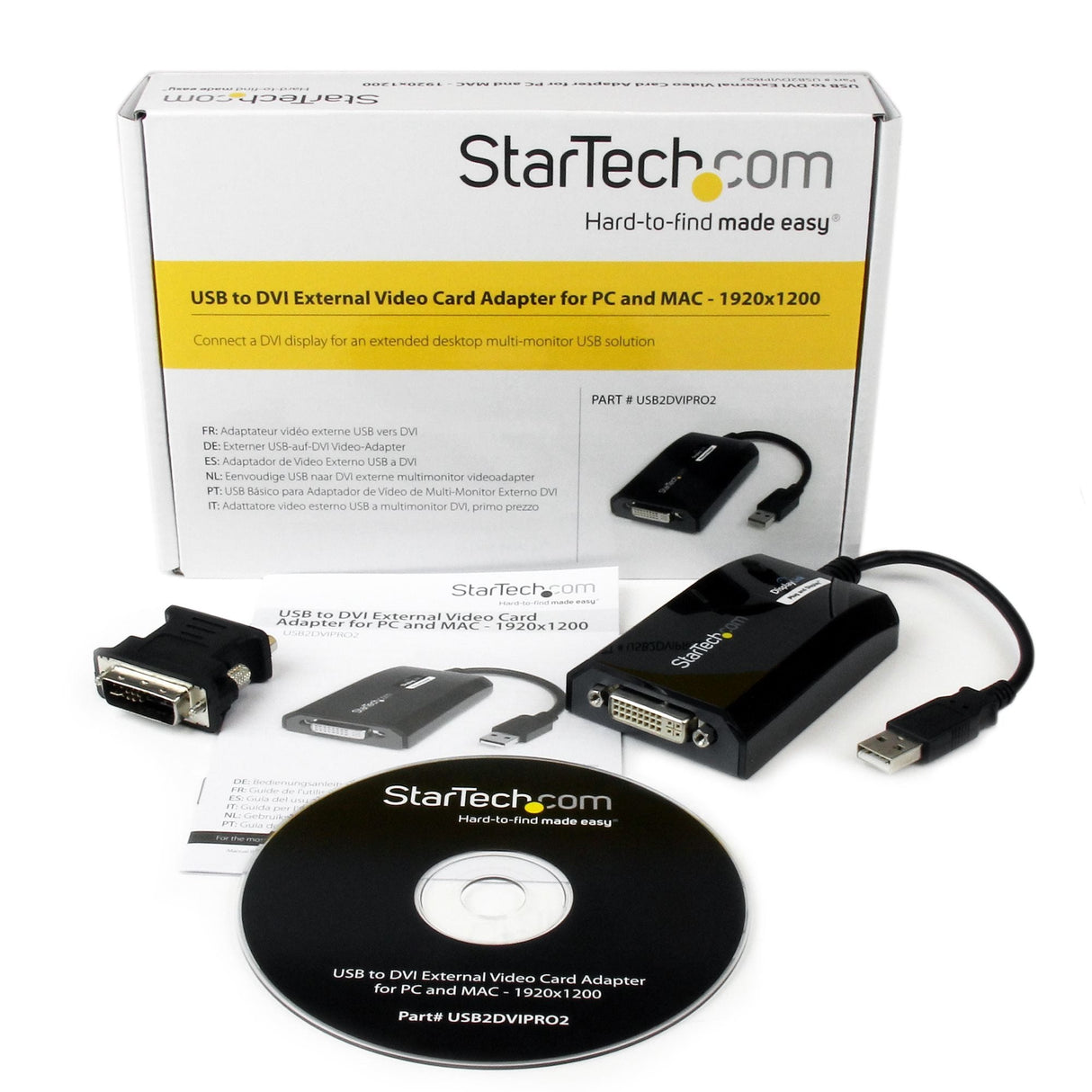 Startech.Com Adaptador De Vídeo Externo Usb A Dvi Tarjeta Gráfica Externa Cable Para Mac Y Pc 1920x1200 Hembra Dvi-I Macho Usb A Adaptador Usb/Dvi Usb (M) A Dvi-I (H) Usb 2.0 27 M Admite 1920x1200 (Wuxga) Negro Para P/N: Dviddmm10 D