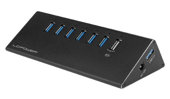 Lc-Power Hub, Lc-Hub-Alu-2b-7, Aluminio, 6x Usb 3.0, Negro