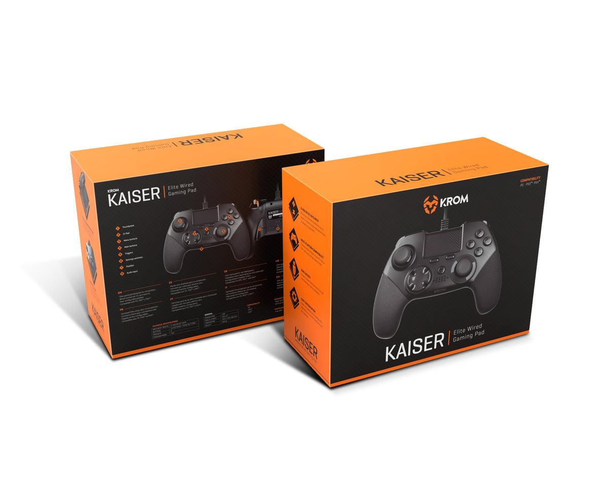 Krom Kaiser Gamepad Negro 12 Botones/Cable 3m/Compatible Pc-Ps3-Ps4 Nxkromksr