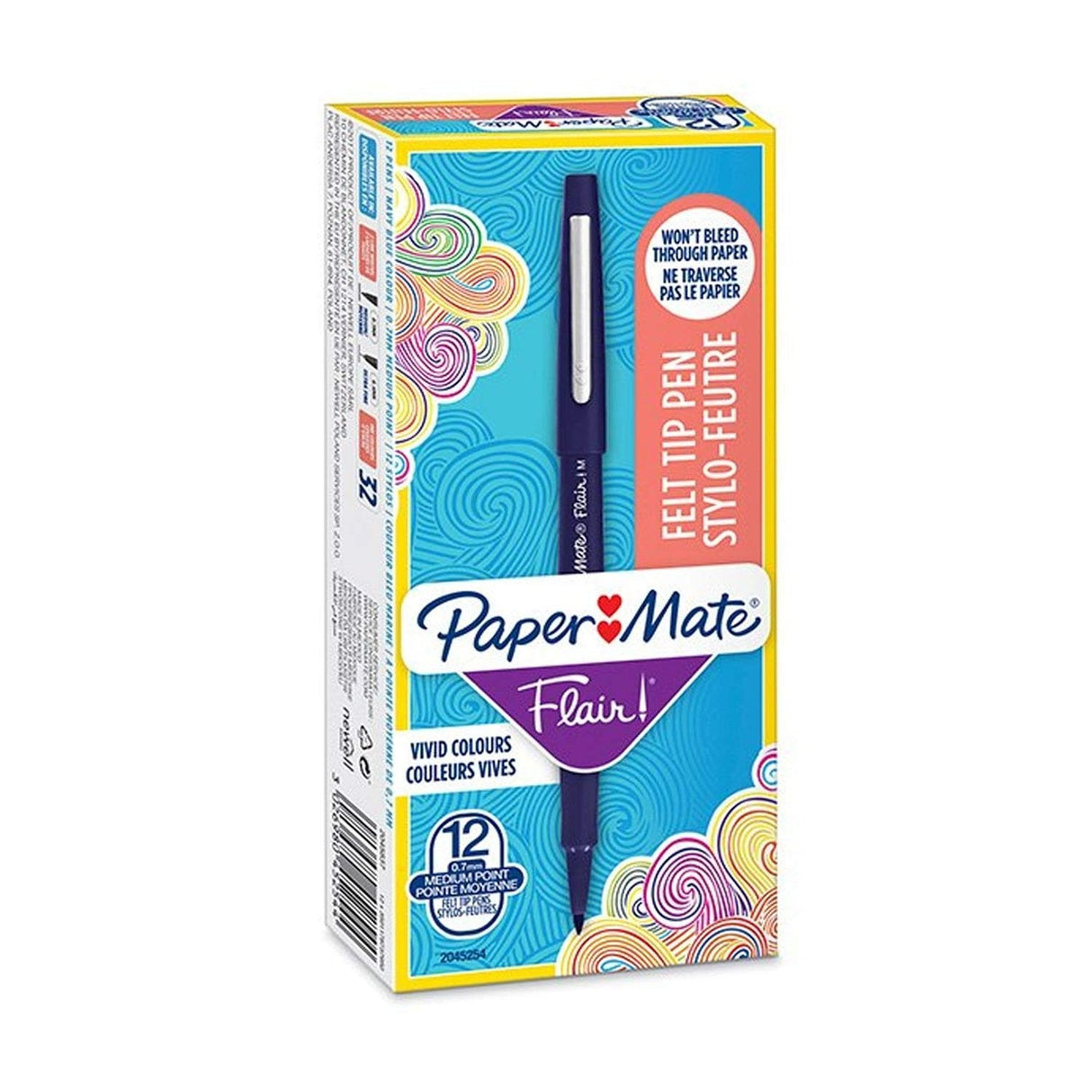 Rotuladores Paper Mate Flair M, Caja De 12 Unidades, Azul Marino