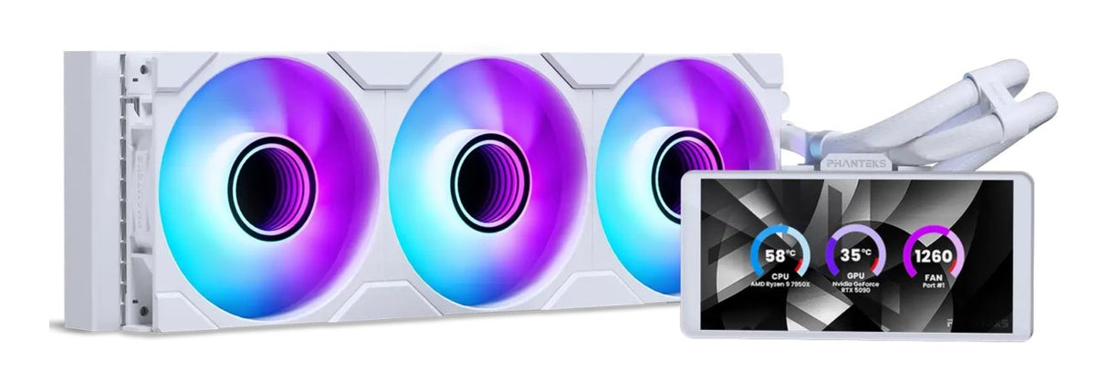 K Phanteks Glacier One 360m25 Lcd Aio-Wasserkühlung, 6-Zoll-Display - 360mm, Weiss