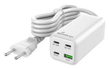 Mediarange Cargador 100w 4-Port 1x Usb-A 3x Usb-C Gan, Blanco