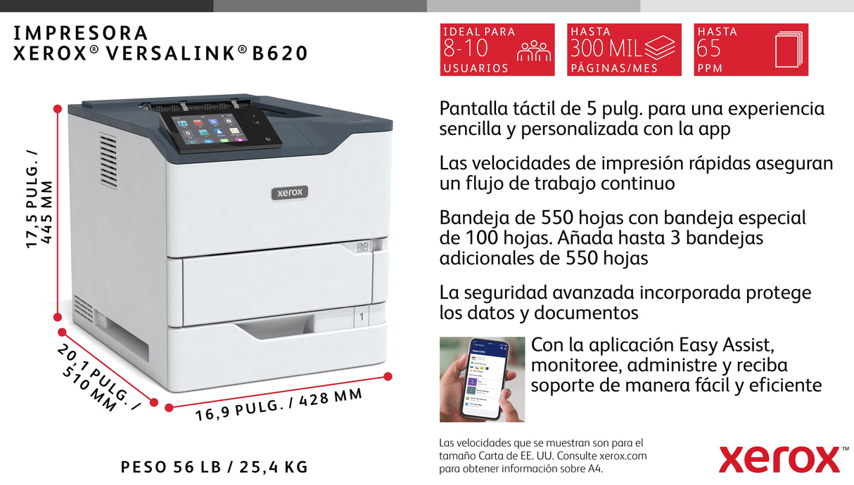 Xerox Versalink B620dn Mono Laser 61 Copias Min. A4