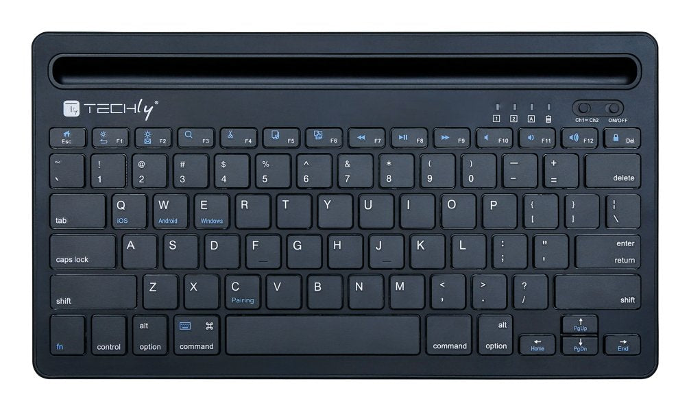 Techly Mini Wireless Keyboard 78 Keys 2 Channels With Hotkeys And Tablet Stand