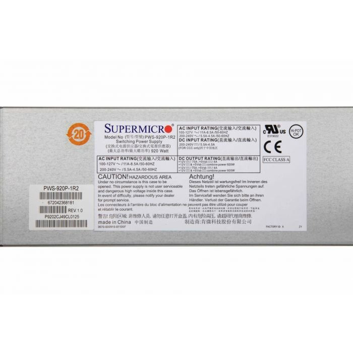 Supermicro Netzteil Pws-920p-1r2 920w 1u Platinum