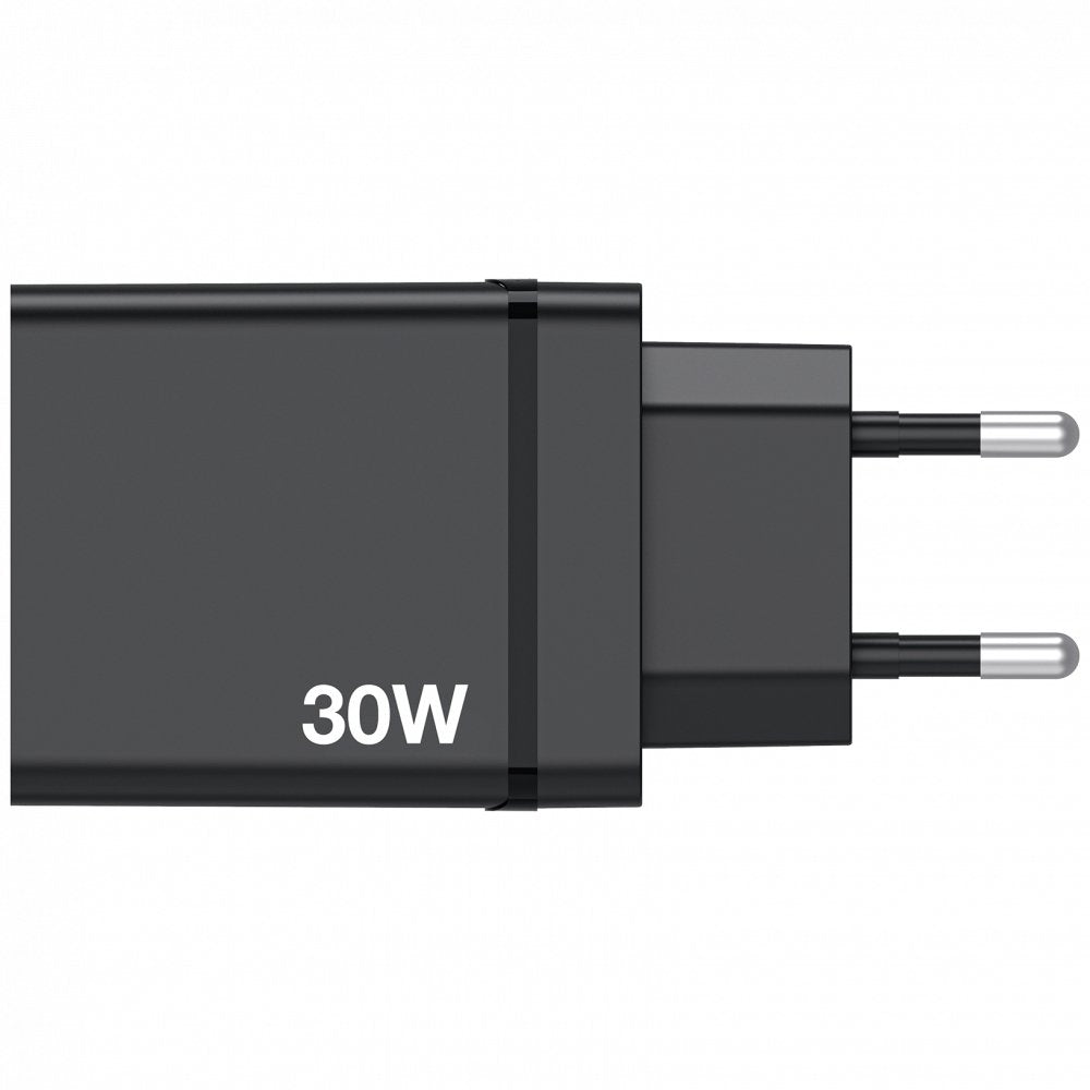 Verbatim Cargador Chr-30eu1, 30w, Gan, Negro 2x Usb-A, 1x Usb-A Qc, 1x Usb-C Pd
