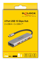 Hub Delock Usb 10 Gbps 2 Port Usb Typ-A + 2 Port Usb Tipo-C