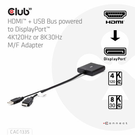 EAN 8719214472498 - CLUB3D CAC-1335 adaptador de cable de vídeo 1 m HDMI + USB DisplayPort imagen 4