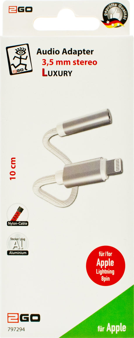 EAN 4010425972949 - 2GO 797294 cable de audio 0,1 m 3,5mm Lightning Blanco imagen 2