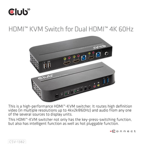 EAN 8719214472245 - CLUB3D CSV-1382 interruptor KVM Negro imagen 7