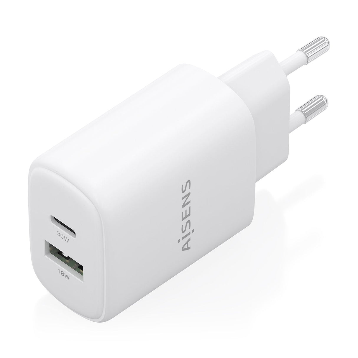 Aisens Cargador Gan 30w, 1xusb-C Pd3.0 Qc4.0, 1xusb-A Qc3.0, Blanco