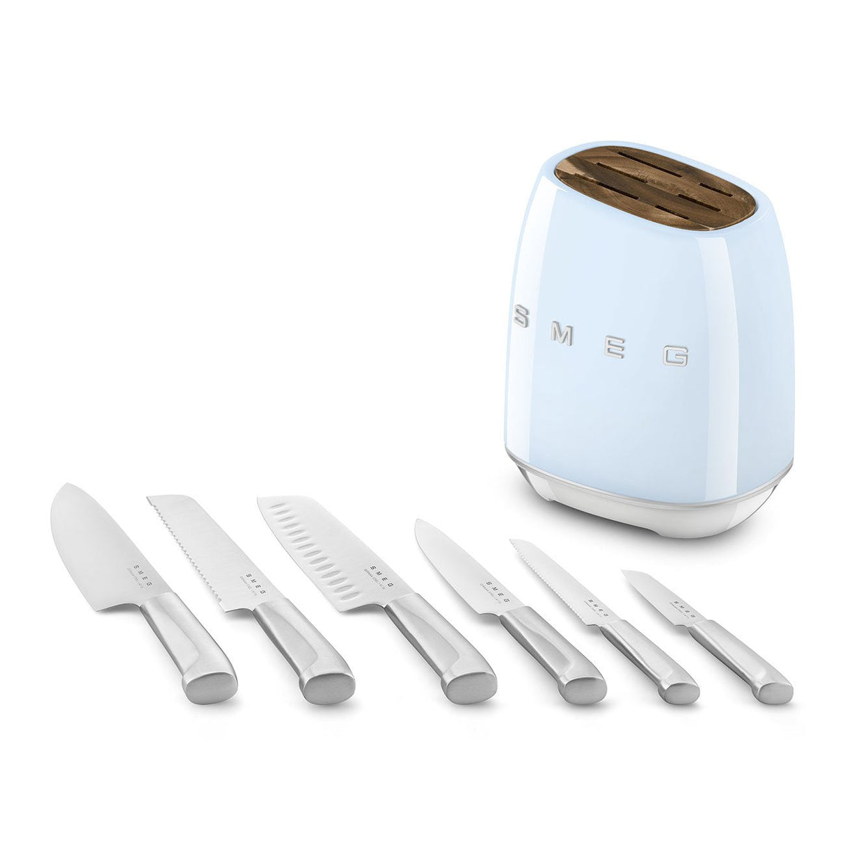 EAN 8017709344207 - Smeg KBSF02PB taco para cuchillos Bloque con ranuras para cuchillos Plástico, Acero inoxidable, Madera Az imagen 5
