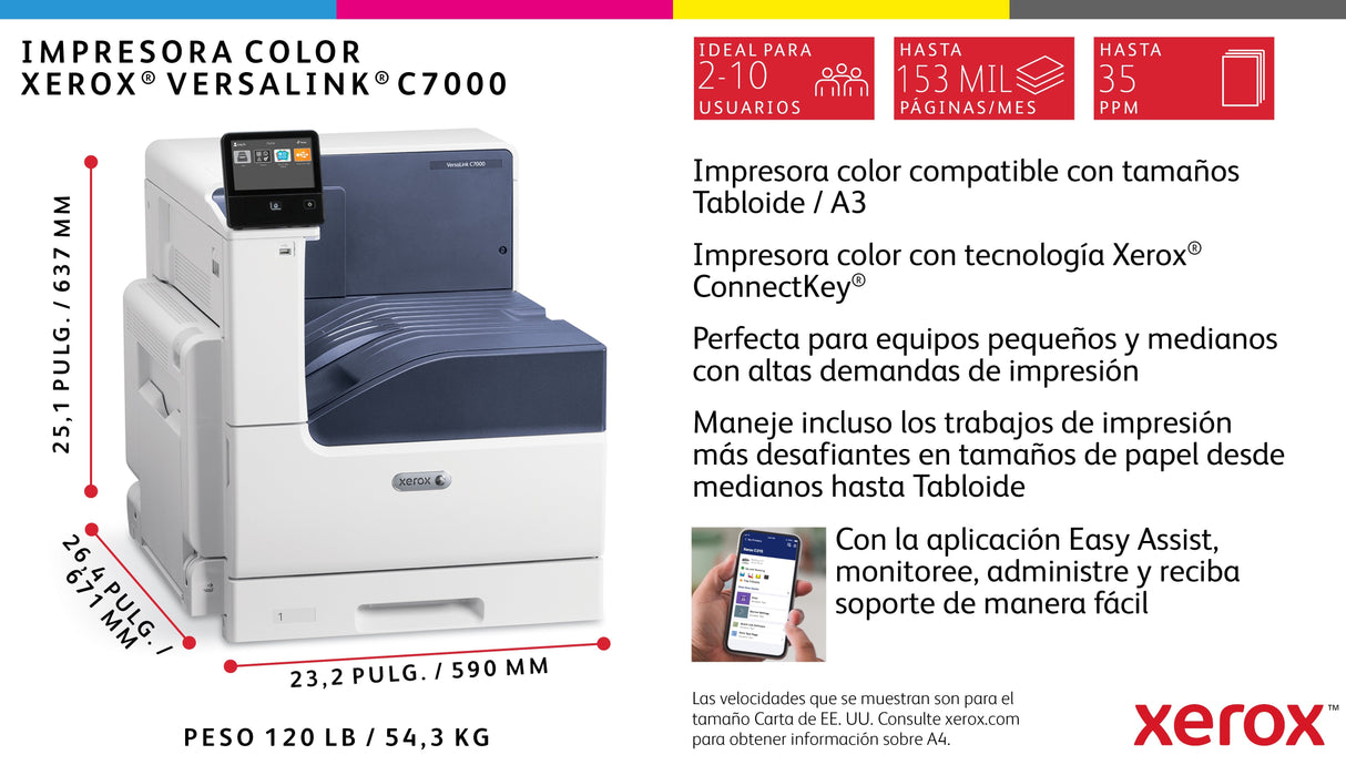 Impresora  Versalink C7000 C7000v/N Desktop Laser Printer - Colour - 35 Ppm Mono / 35 Ppm Color - 1200 X 2400 Dpi Print - 620 Sheets Input
