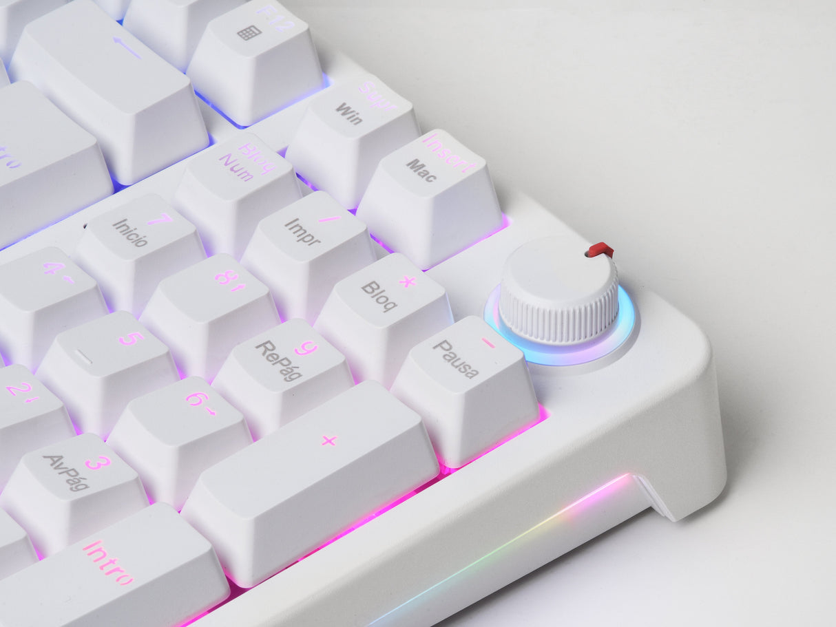 Teclado Mars Gaming Mkprowyfr Mecanico Rgb Silent Switch  Rueda De Control Frances Color Blanco