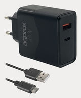 EAN 8435099535454 - Approx APPUSBWALL45W cargador de dispositivo móvil Universal Negro Corriente alterna Carga rápida Interio imagen 1