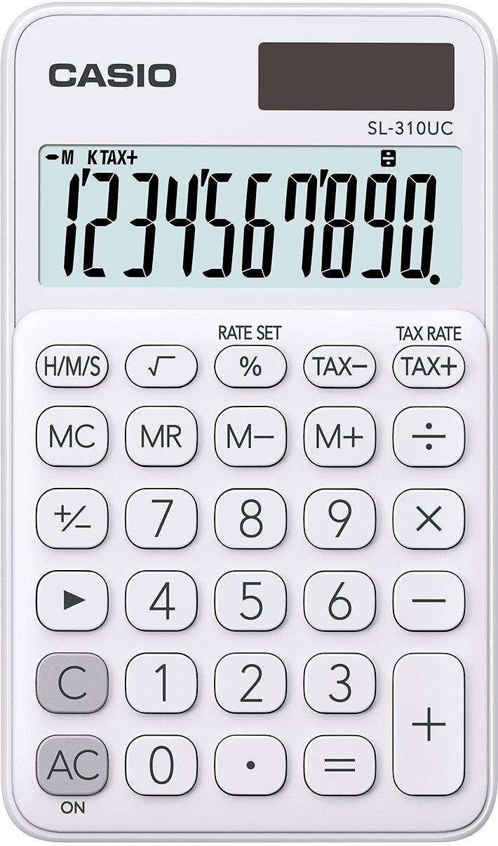 Casio Sl-310uc-We, Bolsillo, Calculadora Básica, 10 Dígitos, 1 Líneas, Batería/Solar, Blanco