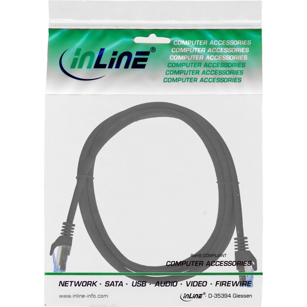 Inline® Patch Cable, Cat.6a, S/Ftp, Tpe (Lszh), Cca, Negro, 1.5m