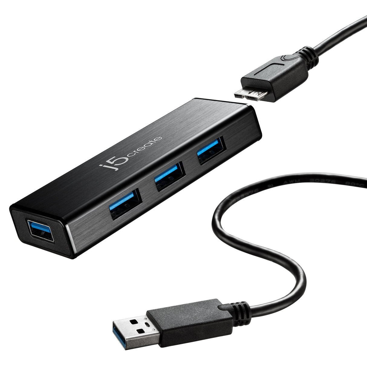 J5create Juh340 Mini Hub Usb 3.0 4 Puertos J5 Create Juh340, Usb 3.0 (3.1 Gen 1) Micro-B, Usb 3.0 (3.1 Gen 1) Type-A, 5000 Mbit/S, Negro, Aluminio, 0,6 M