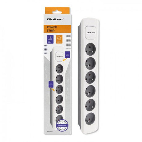 EAN 5901878502977 - Qoltec 50297 base múltiple 1,8 m 6 salidas AC Interior Gris, Blanco imagen 2