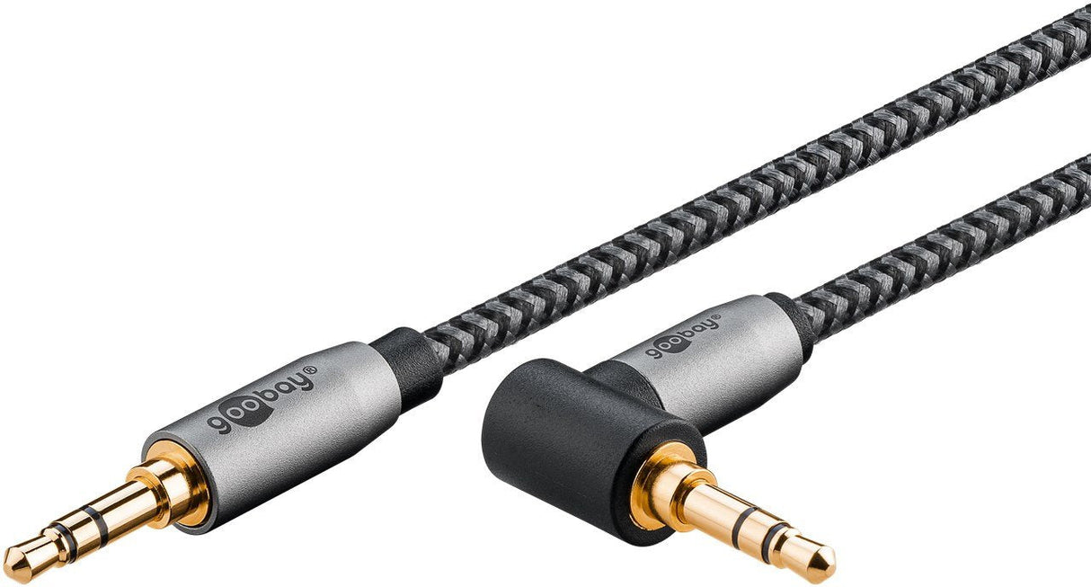 Cable Audio Stereo Minijack 3.5 M/M  2,00m 90º Flexiplus Nylon Goobay