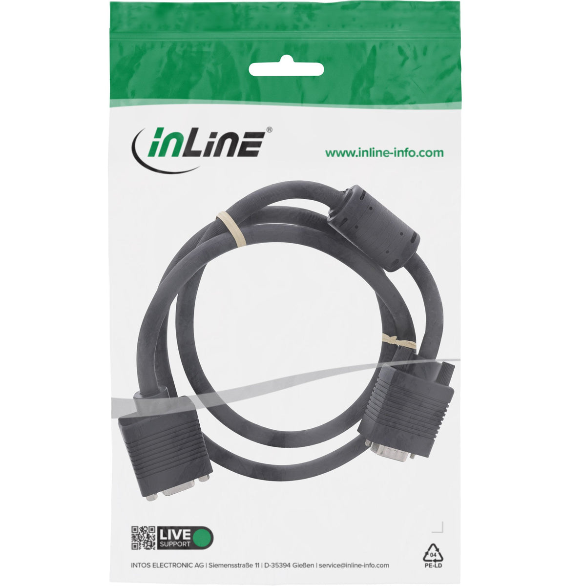 EAN 4043718078608 - InLine 17703B cable VGA 0,3 m VGA (D-Sub) Negro imagen 2
