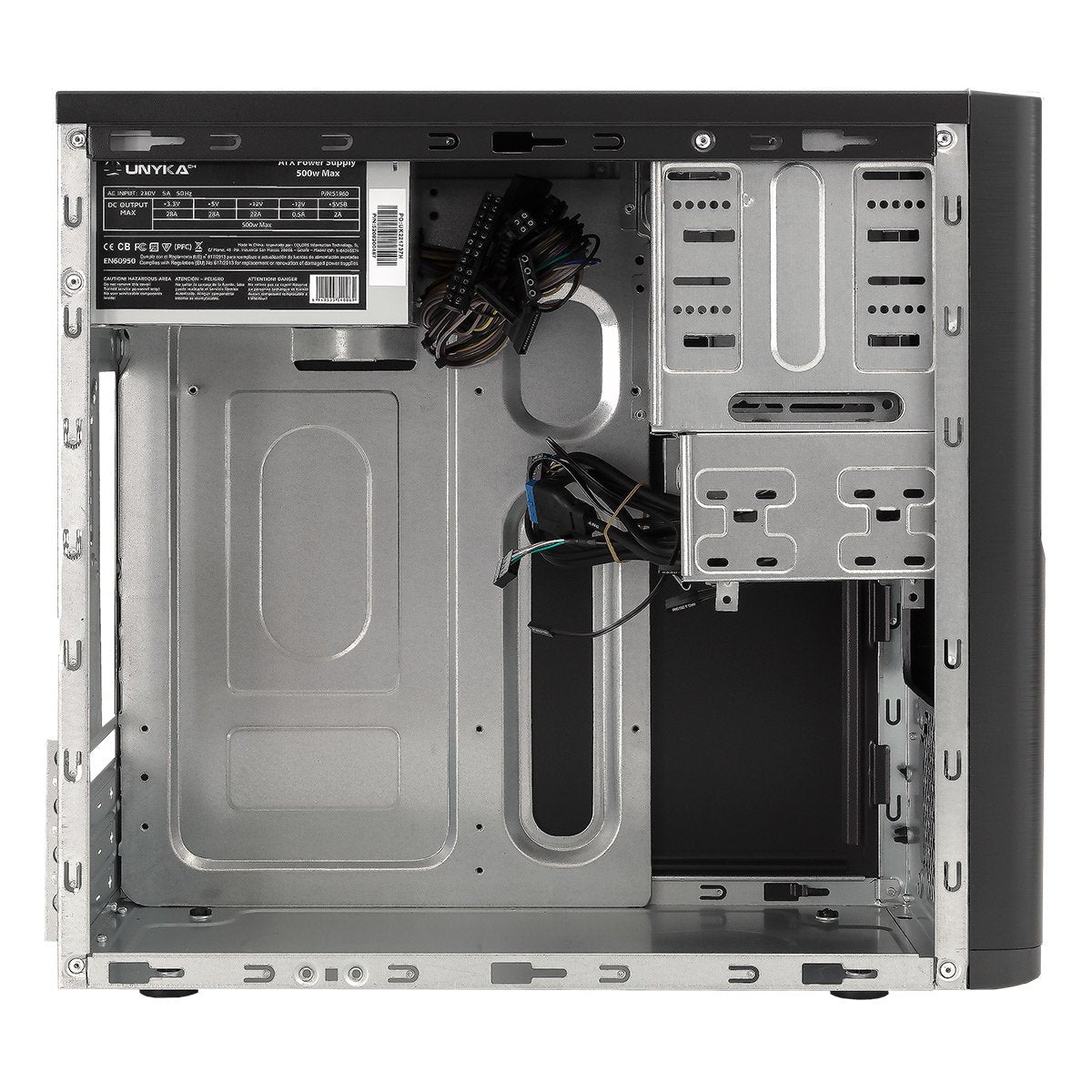 Caja Pc Unykach Micro-Atx Semitorre Dark Shadow 2usb3.0 (Fuente 500w) Negra 52082