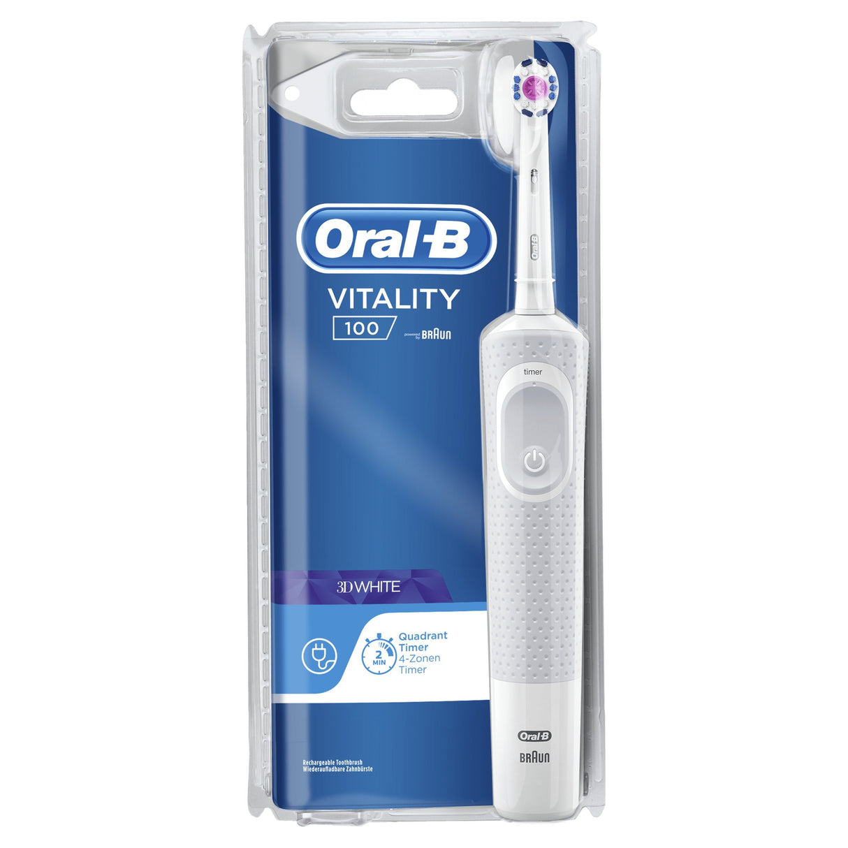 Cepillo Dental Electrico Oral-B Vitality 100 3d White Cabezal Blanqueador Y Temporizador
