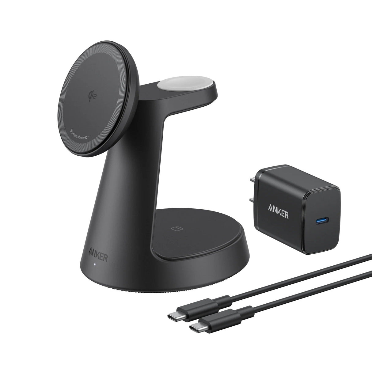 Anker Maggo 3-In-1 Charging Station Cablelose Ladestation Schwarz Qi2 15w Inkl. Zertifiziertes Modul Fr Apple Watch