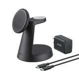 Anker Maggo 3-In-1 Charging Station Cablelose Ladestation Schwarz Qi2 15w Inkl. Zertifiziertes Modul Fr Apple Watch