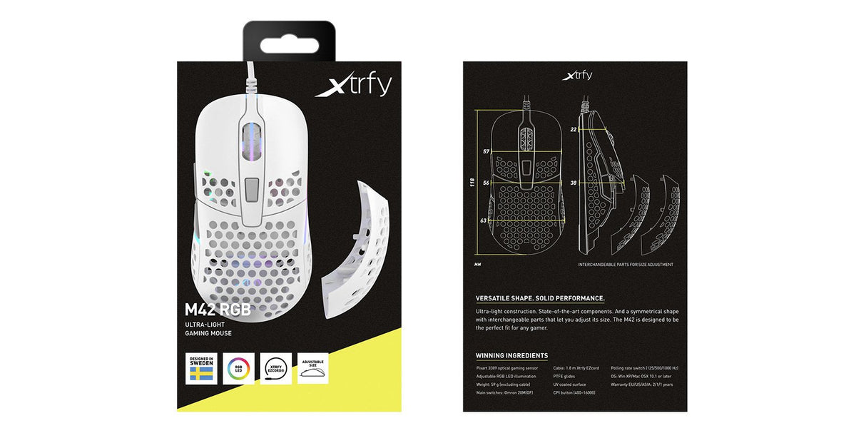 Xtrfy M42 Ratón Ambidextro Usb Tipo A Óptico 16000 Dpi