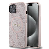 Guess 4g Collection Leather Metal Logo Magsafe - Etui Iphone 15 / 14 / 13 (Rózowy)