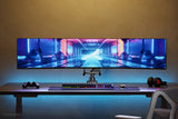 Newstar Monitor Triple-Deskmount With Crossbar 17-24inch Full Motion Gasspring Tilt Rotate Swivel Grommet/Clamp Black
