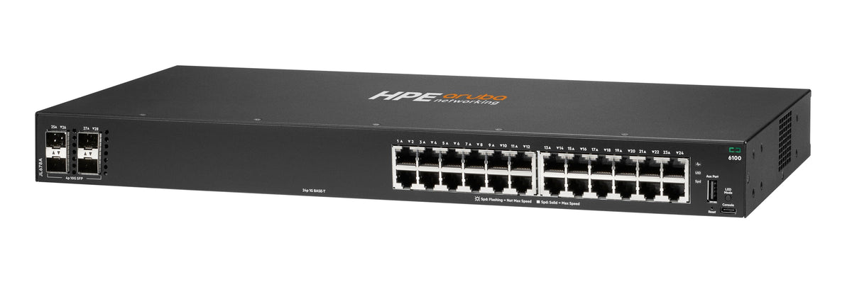 Aruba, A Hewlett Packard Enterprise Company Aruba 6100 24g 4sfp+ Gestionado L3 Gigabit Ethernet (10/100/1000) 1u Negro