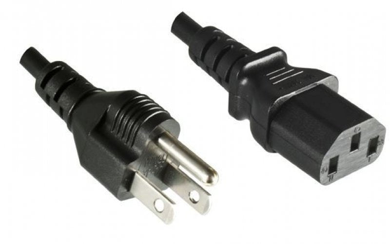 Amerikansk Netledning 1,8m  Til C13, A+C, Sort,, Svt