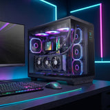 Caja Pc  Atx Mars Gaming Mc-Revpro Pantalla Lcd 4.3" Cristal Templado 4x Ventiladores Argb Black